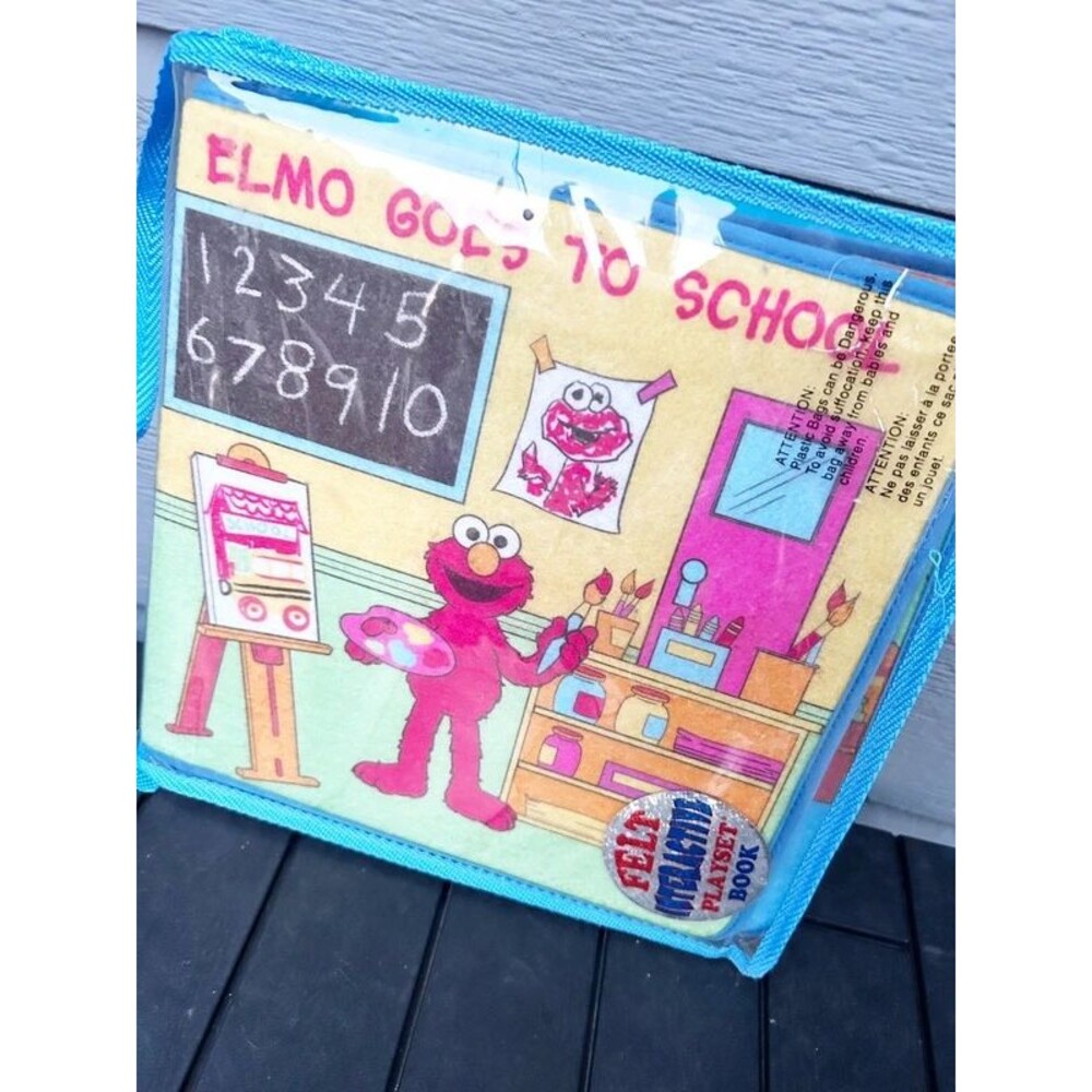 Vintage Sesame Street- Elmo Goes to School Felt Interactive Playset S